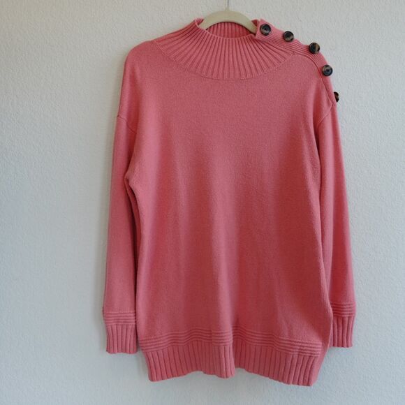 By Anthropologie Knit Sweater Women‎ Sz S Pink Button Oversized - Picture 2 of 11